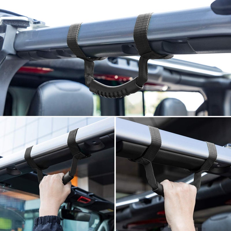Danti 4 x Roll Bar Grab Handles Grip Handle for Jeep Wrangler YJ TJ JK JKU JL JLU Sports Sahara Freedom Rubicon X & Unlimited 1955-2024 (Black) - Image 3